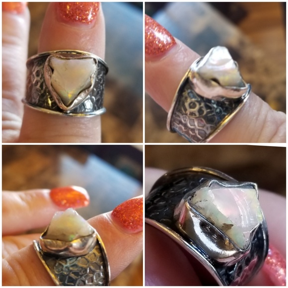 Genuine, Awesome Natural Fire Opal Ring Size 9 - Picture 3 of 6